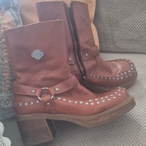 Harley-Davidson Women's Brown Leather Boots VINTAGE 8
